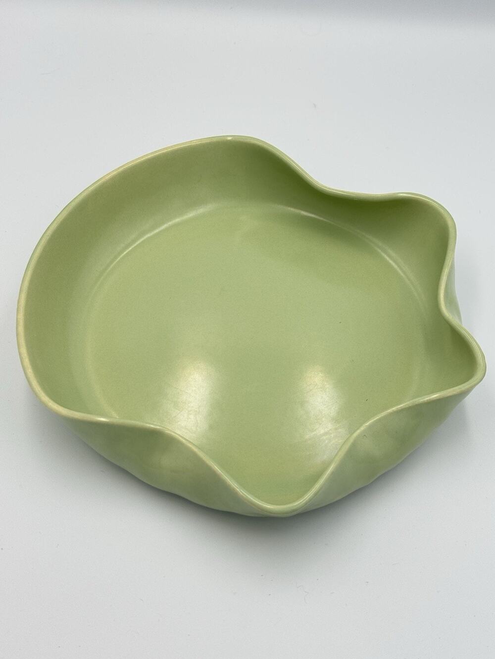 Mid Century Metlox Poppytrail Freeform Bowl Olive Green California Pottery MCM